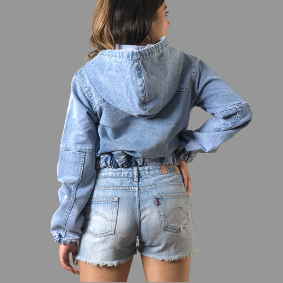 Womens Denim Jacket Light Blue Wash Pullover Hoodie Sweatshirt Jumper UK  SIZE | eBay